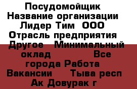 Посудомойщик › Название организации ­ Лидер Тим, ООО › Отрасль предприятия ­ Другое › Минимальный оклад ­ 21 000 - Все города Работа » Вакансии   . Тыва респ.,Ак-Довурак г.